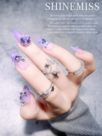 Gradient Purple Nails with Swarovski Firefly Dream Shinemiss 0109K9001