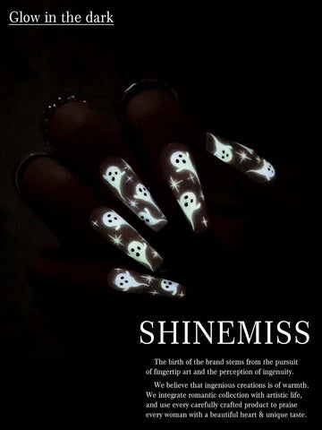 Medium Nails Coffin 100% Handpainted  Press on Shinemiss 0191Gl010