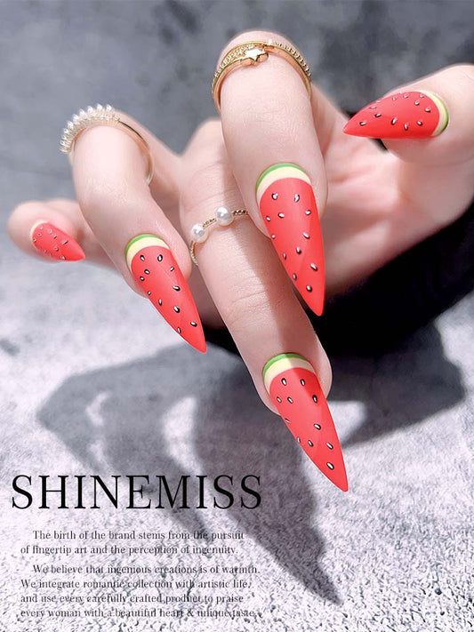 Medium Stiletto Press on Summer Watermelon Shinemiss 0193HP020