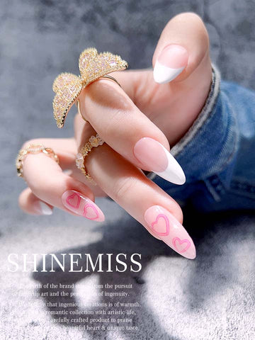 Almond Press on Nails for Lovely Girls Love Actually Shinemiss 0020HP022