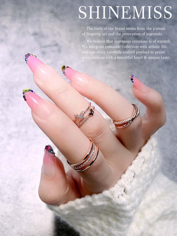 Custom Nails with Rhinestones Shinemiss Fingertip Elf 0234Rh012