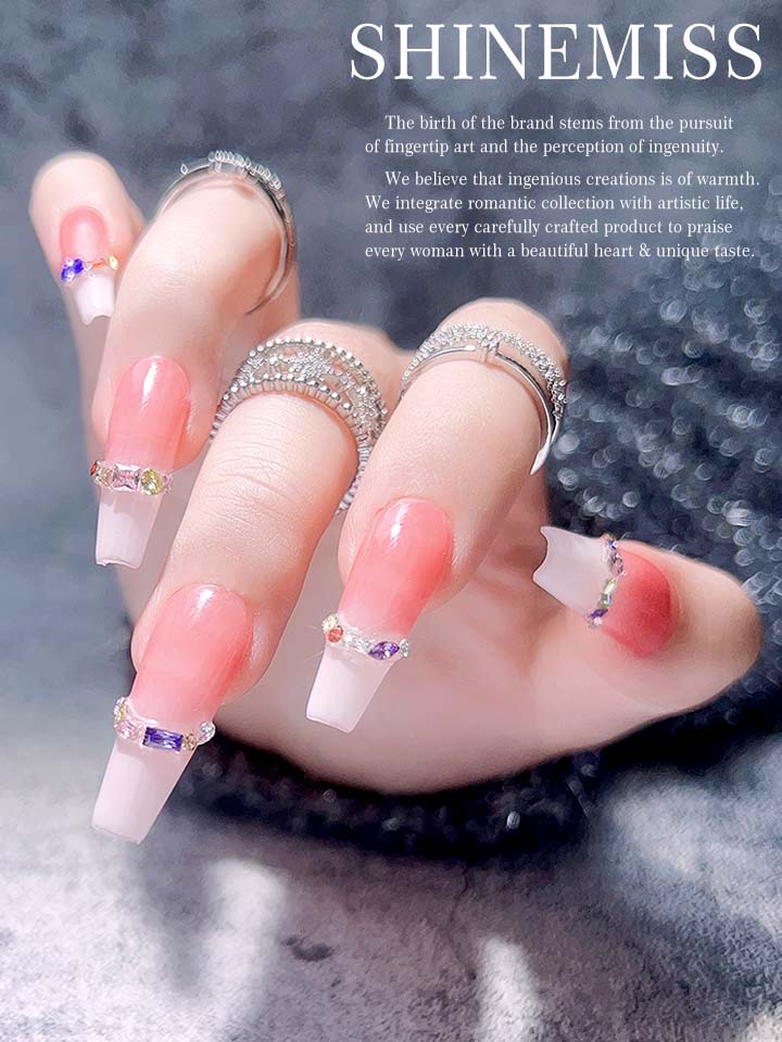 Short Tips Inlay Zircon Nails In the Mood for Love Shinemiss 0237Zi005