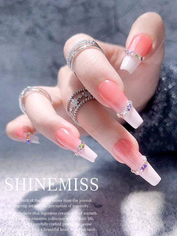 Short Tips Inlay Zircon Nails In the Mood for Love Shinemiss 0237Zi005