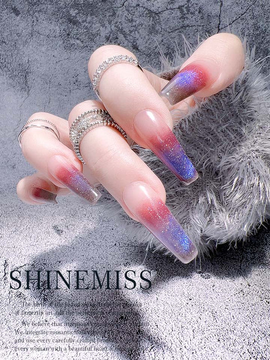 Gradient Nails Inlayed with Rhinestone Shinemiss 0028CE003