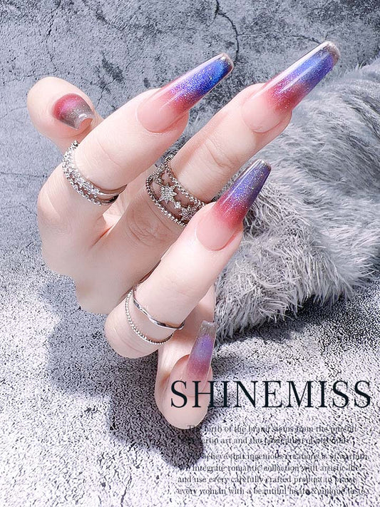 Gradient Nails Inlayed with Rhinestone Shinemiss 0028CE003