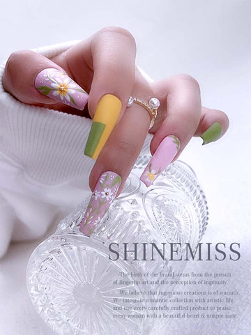 Shinemiss Medium Coffin Nail Call of Spring Nails 0001HP001