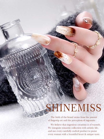 Shinemiss Custom Press on Blooming Nails Oatmeal Latte 0010BlDT001