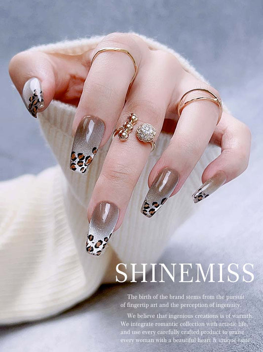 Shinemiss Press on Coffin Nails Gentle Leopardw Pattern 0111APDT002
