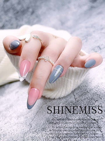 French Nails for Spring Press on Shinemiss Gentle French 0157FrDX001