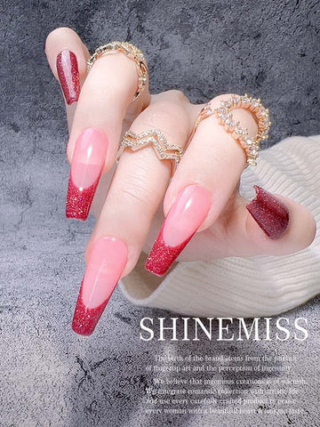 Hand Painted Lovely Nails 2023 Cherry French Press on Shinemiss 0168FrZT003