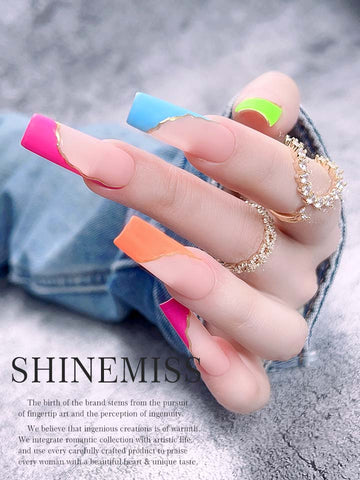 Glow in the dark Nails for Women 2023 Shinemiss Colorful Rhythm 01703DZF001