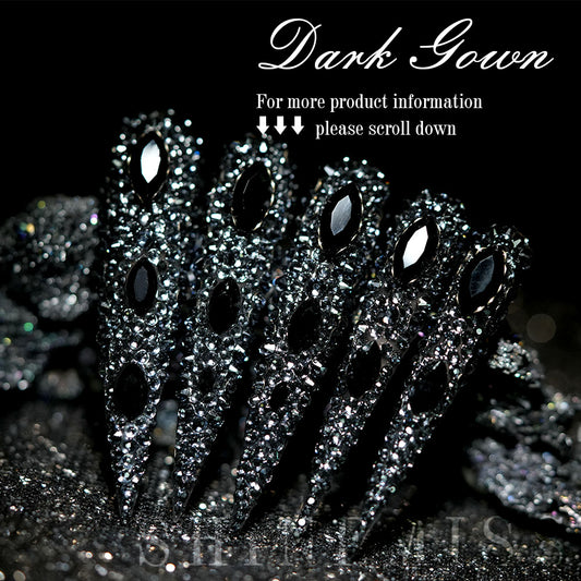Luxury Nails Black Swarovski Manicure Shinemiss Dark Gown 0210Sw005
