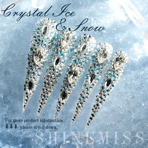 All Jewelry Nails Long Stiletto Shinemiss Crystal Ice & Snow 0213Sw008