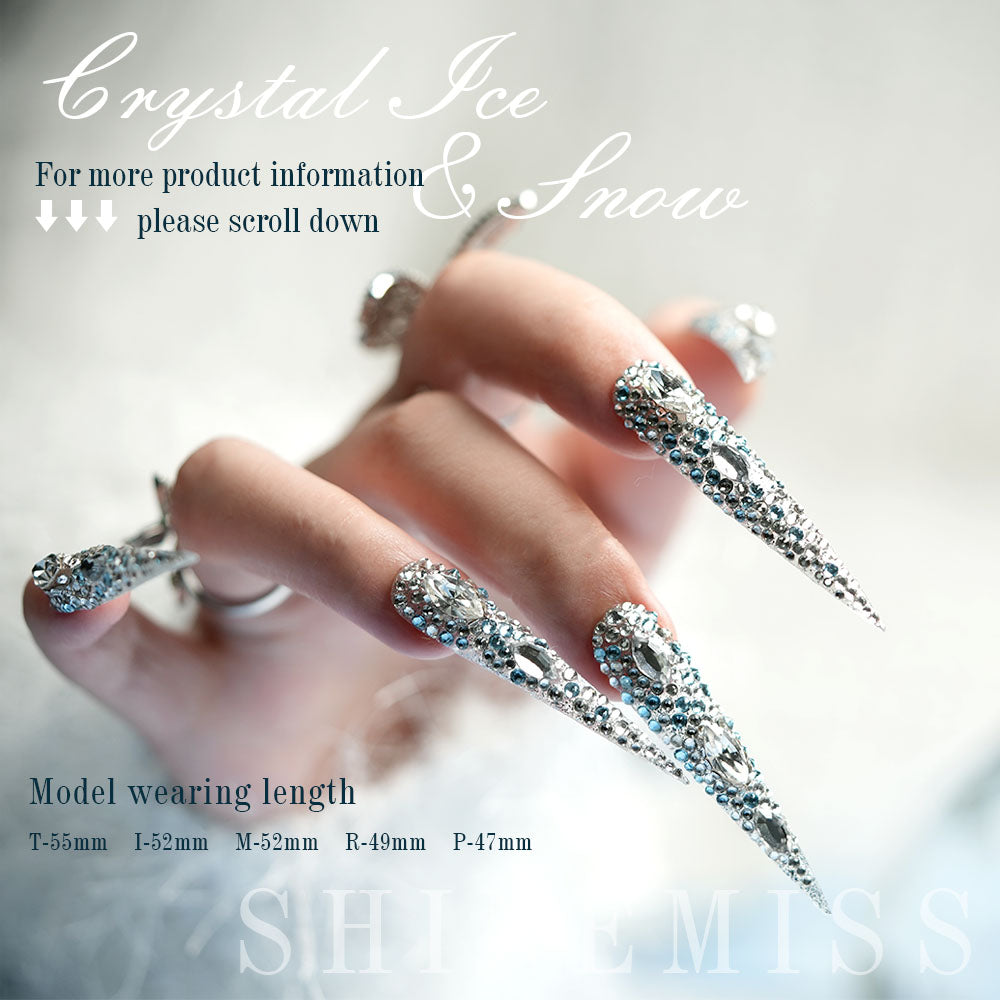 All Jewelry Nails Long Stiletto Shinemiss Crystal Ice & Snow 0213Sw008