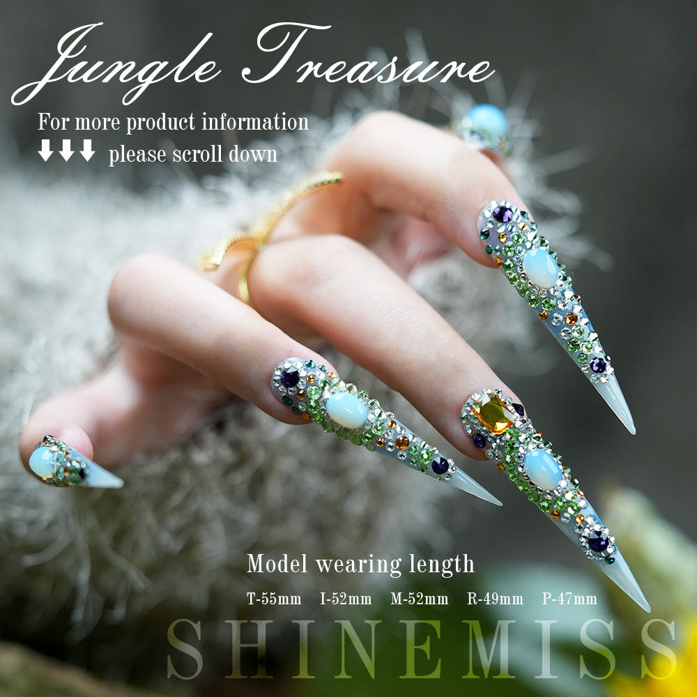 Premium Crystal and Real Stone Nails Shinemiss Jungle Treasure 0215Sw010