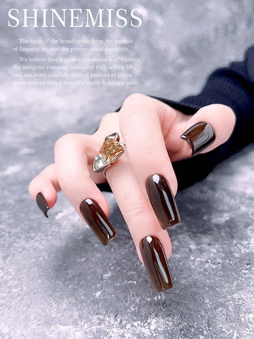Short Square Nails Red Sherry  Cateye for Girls Shinemiss 0035CEDF001