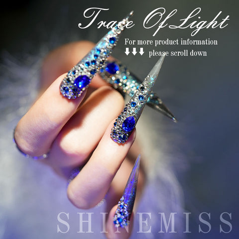 Long Blue Crystal Swarovski Press-on Shinemiss Trace of Light 0217Sw012