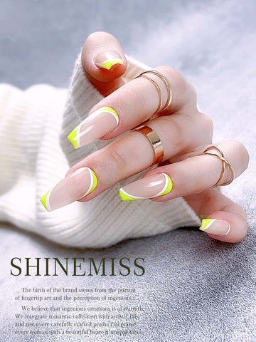 Bright Yellow Swirls Nails Shinemiess Custom Presson 0004LuDT001