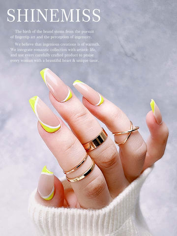 Bright Yellow Swirls Nails Shinemiess Custom Presson 0004LuDT001