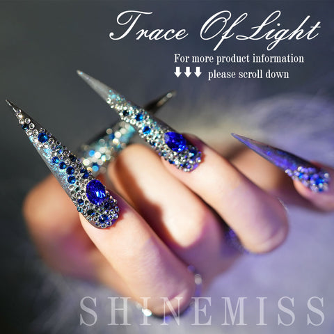 Long Blue Crystal Swarovski Press-on Shinemiss Trace of Light 0217Sw012