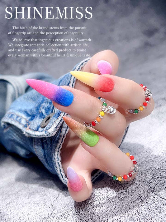 Rainbow Nails for Holiday Shinemiss Stiletto Presson 0053ShZJ002