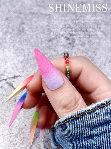 Rainbow Nails for Holiday Shinemiss Stiletto Presson 0053ShZJ002