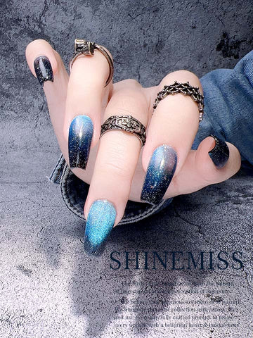 Shinemiss Presson Gradient Blue Cateye Nail 0064CEDT005