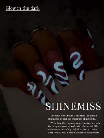 Shinemiss Glow in the Dark Nails Swirls Custom Pink Purple Press On 0007Gl001