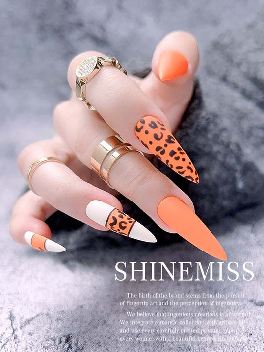 Orange Nails Stiletto Press on Shinemiss  California Sunshine 0072APZJ001