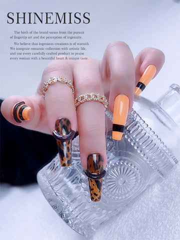 Leopard Print Nails Shinemiss Conffin Press on 00773DZT002