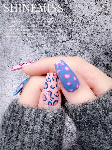 Coffin Nails Colorful Leopard Print Shinemiss Presson 0081APDT001
