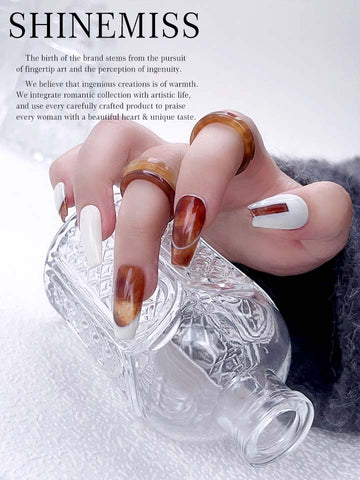 Inspired Amber Nails Coffin Shinemiss Sleek Amber 0082HPDT002