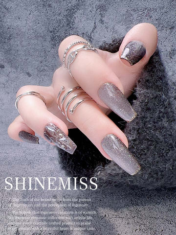 Shinemiss Coffin Nails Cateye Presson Black Sky 0087ShDT003